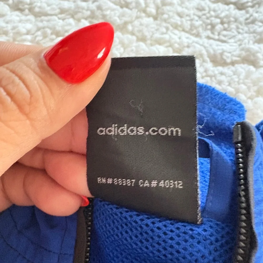 Adidas Kids Blue & Black 3-Stripe Full Zip Track Jacket Size Medium M 8/10 Youth